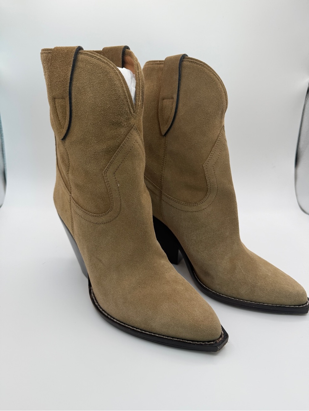 Isabel Marant Leyane Brown Suede Western Pointed Ankle Boots